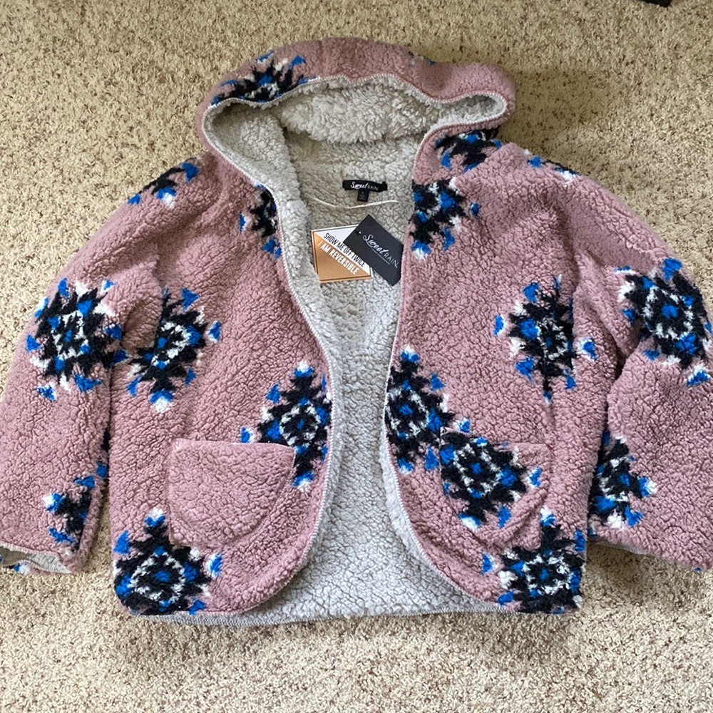 Sweet Rain brand fleece reversible hooded jacket size small